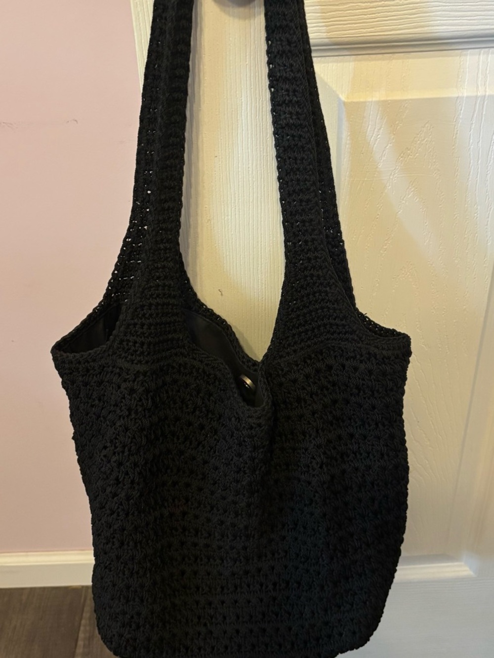 Sak Black Crochet Shoulder Tote Bag
